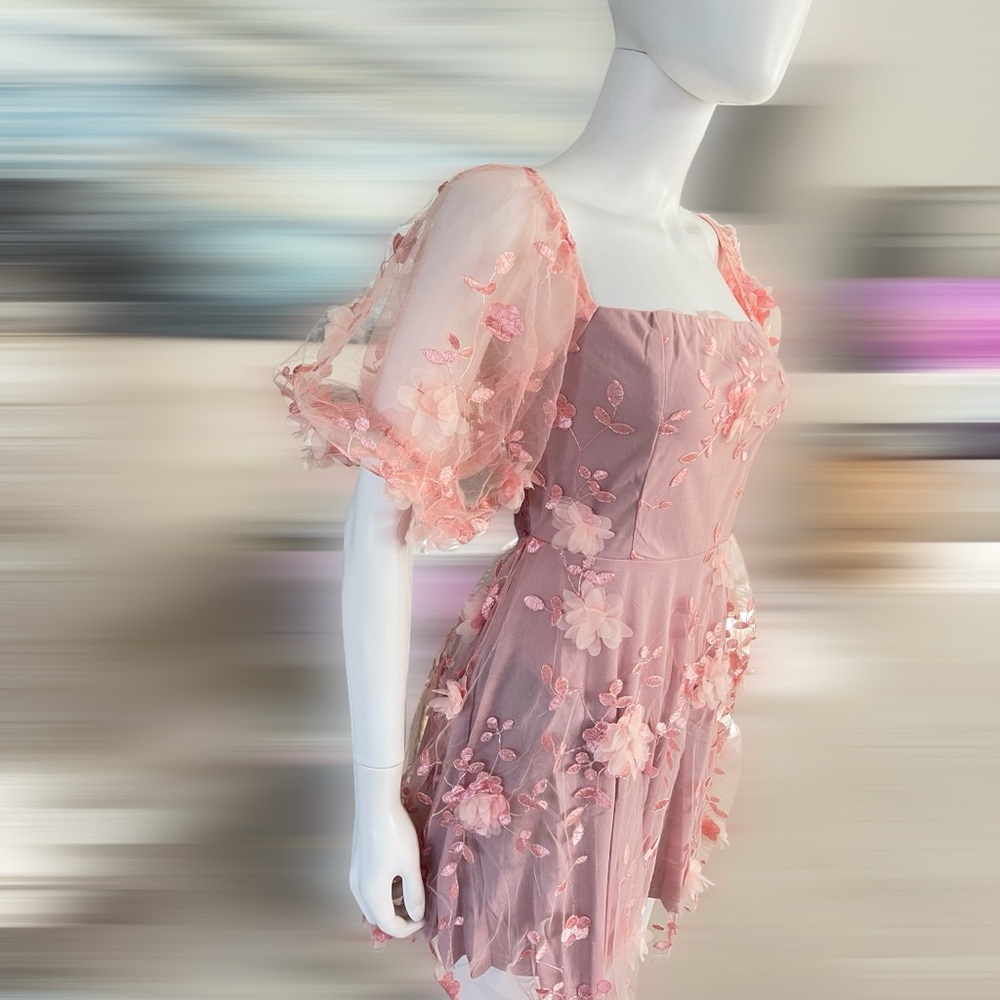 BALANCE blush floral mini dress S M L - Picture 7 of 9